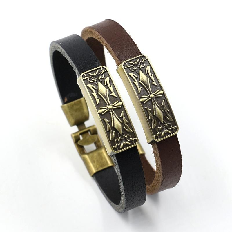 Fashion Cross Alloy Leather Bracelet Nhhm132278