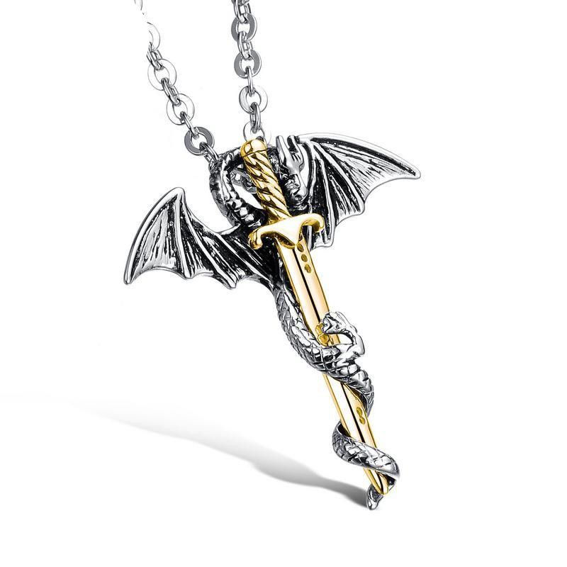 Influx Male Rock Fashion Pterosaur Alloyen Sword Titanium Steel Necklace Nhop132335
