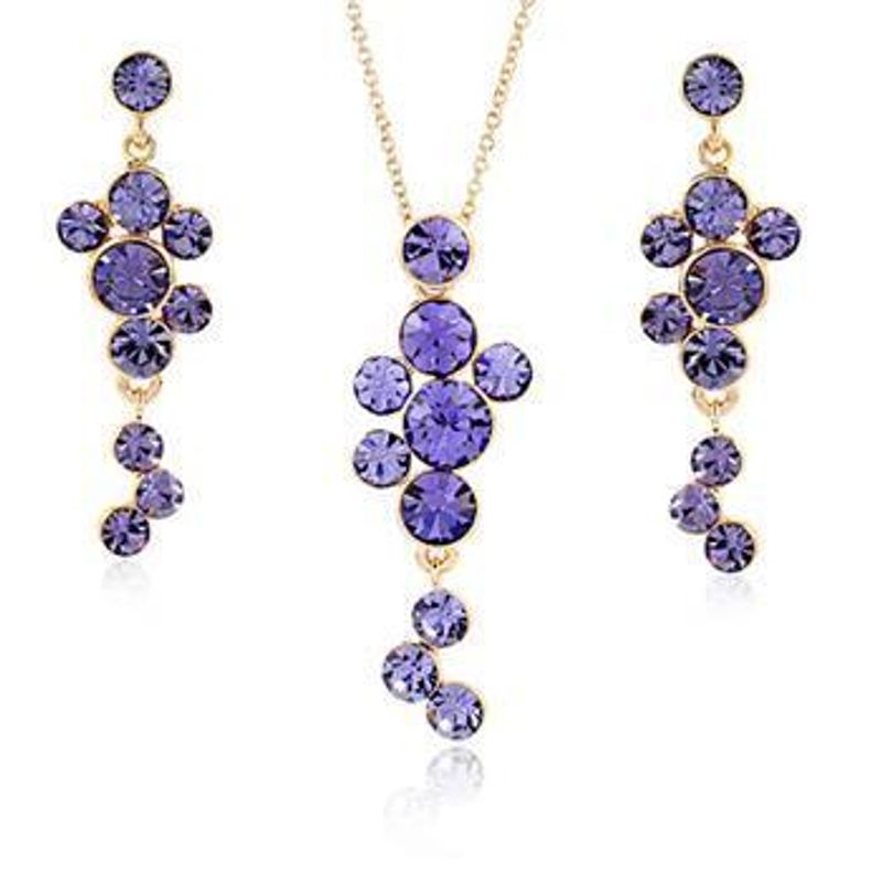 Fashionable Purple Grape Imitated Crystal Necklace Earring Set Nhlj138820