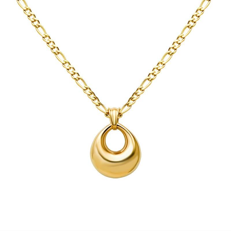 Hollow Oval Pendant With Stainless Steel Necklace Nhok139031