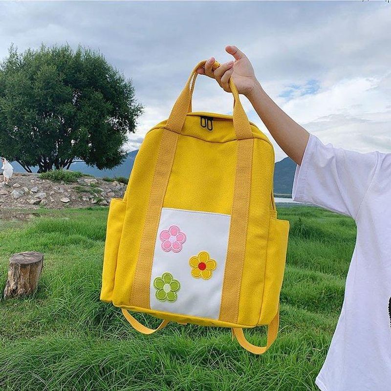 Korean Version Ins Small Fresh Flower Canvas Portable Backpack Nhhx141505
