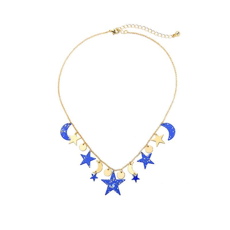 Collar Colgante Simple Estrella Luna Nhqd141703