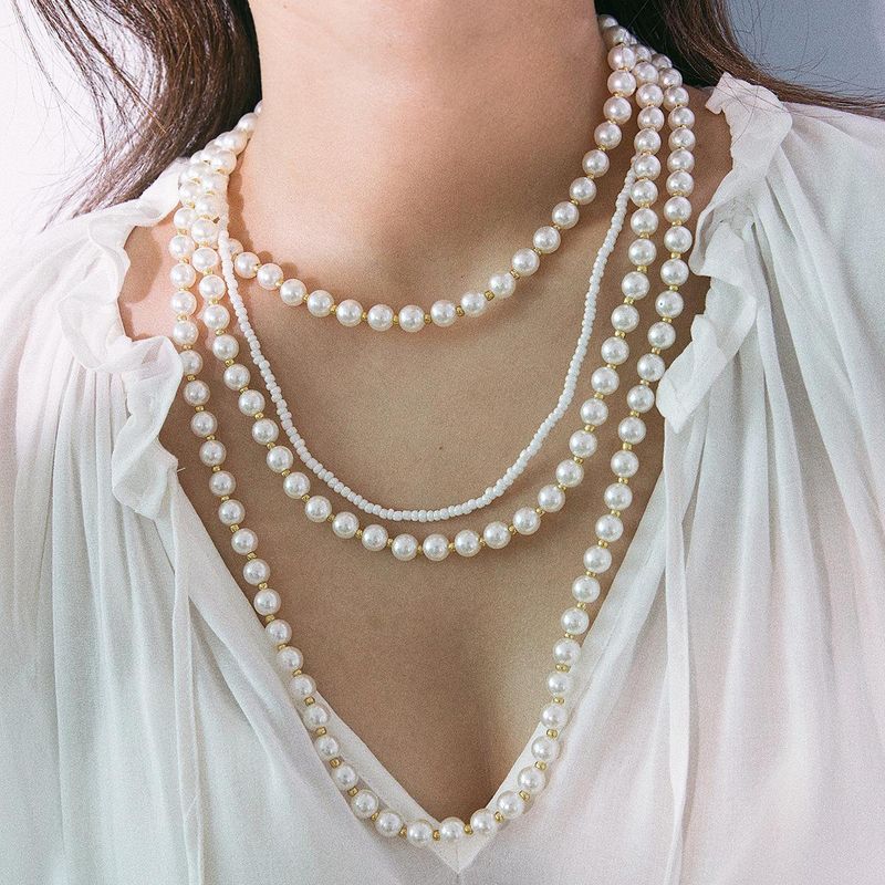 Collar De Perlas De Arroz Con Perlas Y Borlas De Múltiples Capas Nhxr141712