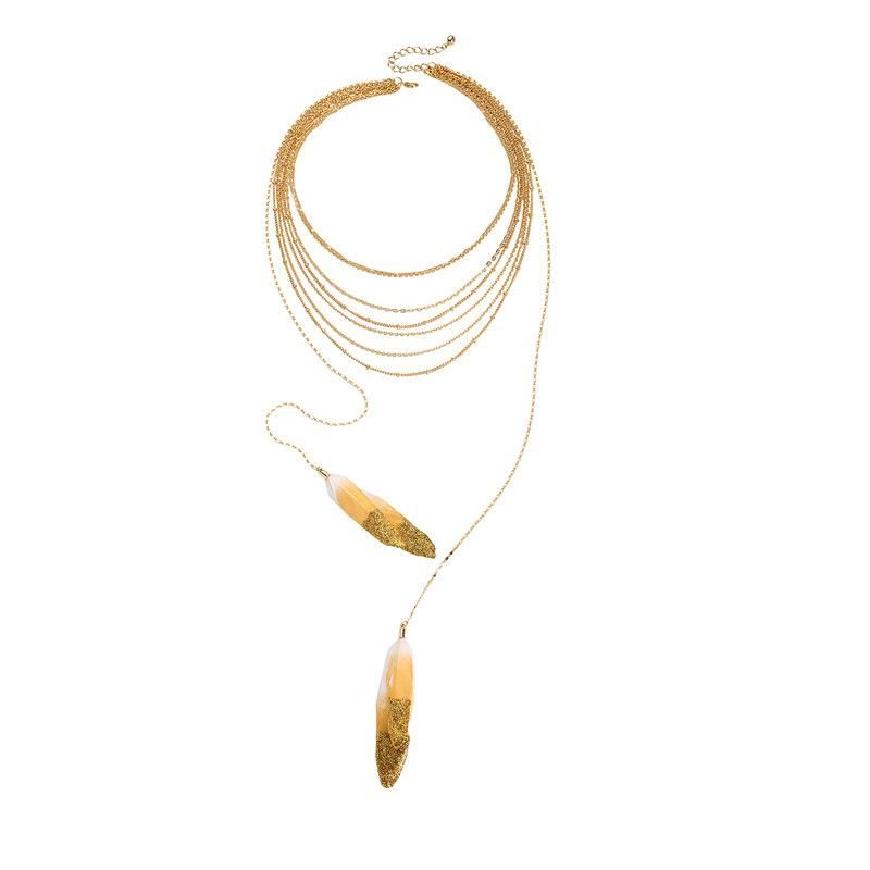 Creative Multi-layer Long Feather Necklace Nhqd141792