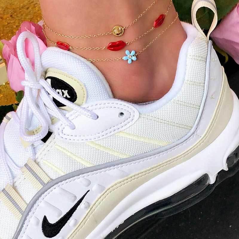 Fashion Smiley Lips Flower Anklet Nhot141908