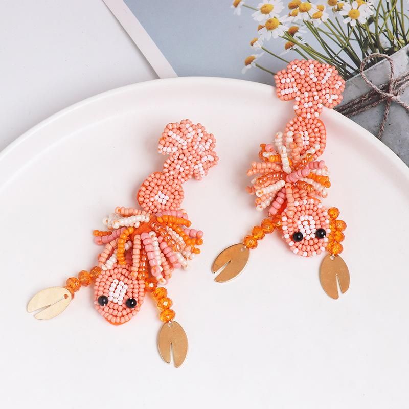 Fashion Hand-woven Lobster Earrings Nhjj142149