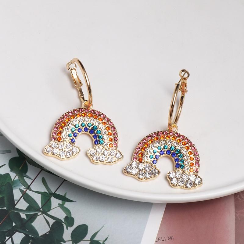 Fashion Women Rainbow Stud Earrings Nhjj142156
