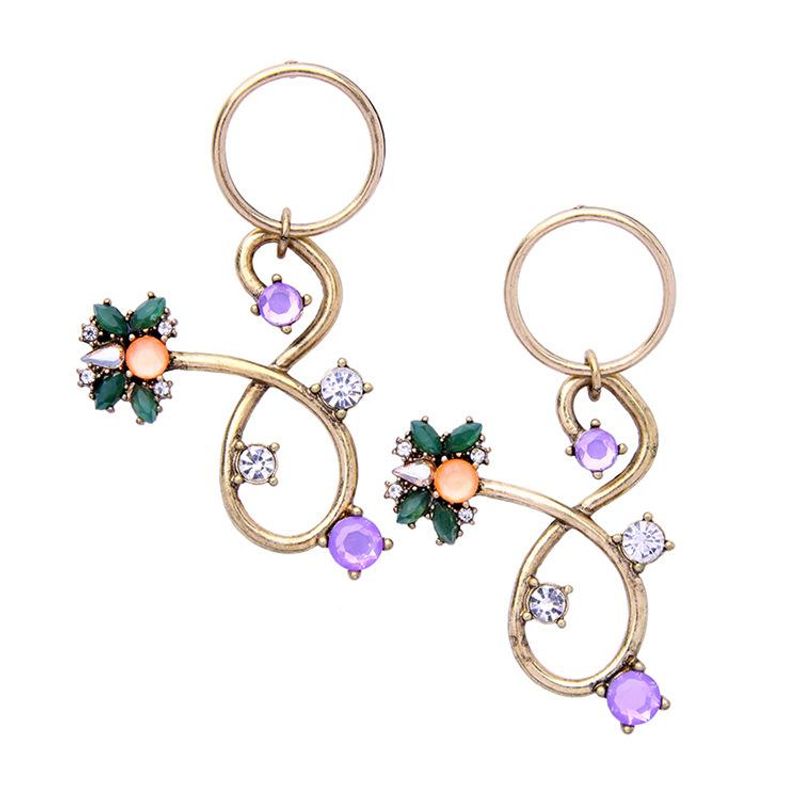 Creative Fresh Gemstone Flower Ladies Earrings Nhqd142227
