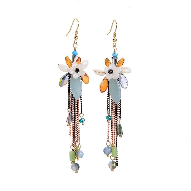 Fashion Long Shell Glass Beads Tassel Earrings Nhqd142248