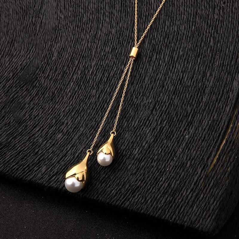 Simple Long Beads Pendant Necklace Nhqd142265