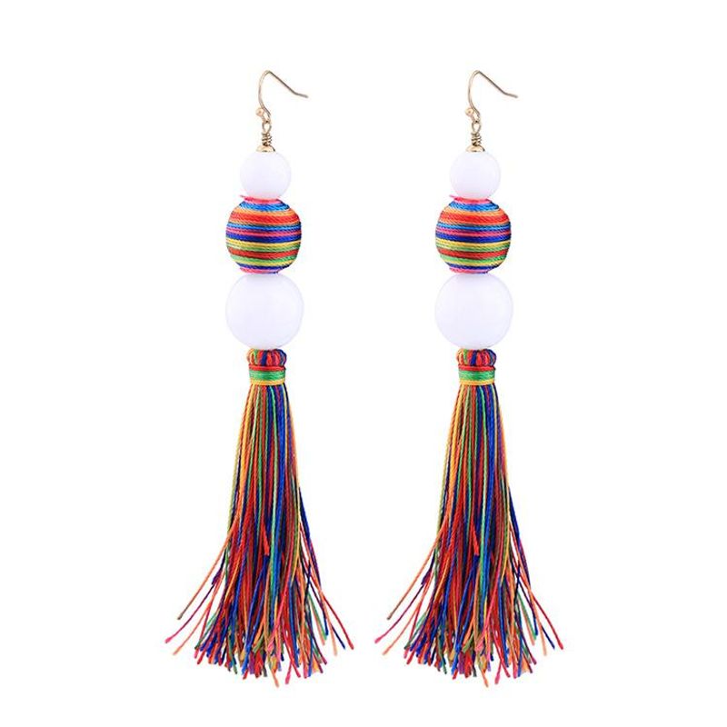 Fashion Colorful Tassel Ball Earrings Nhqd142385