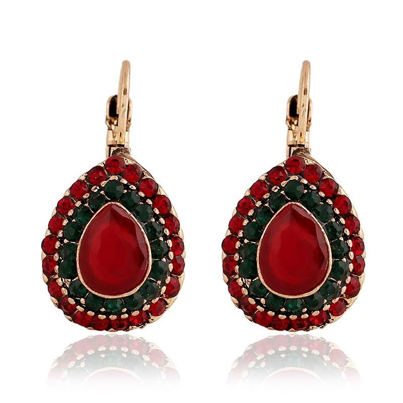 Vintage Bohemian Ethnic Style Ruby Earrings Nhkq142472