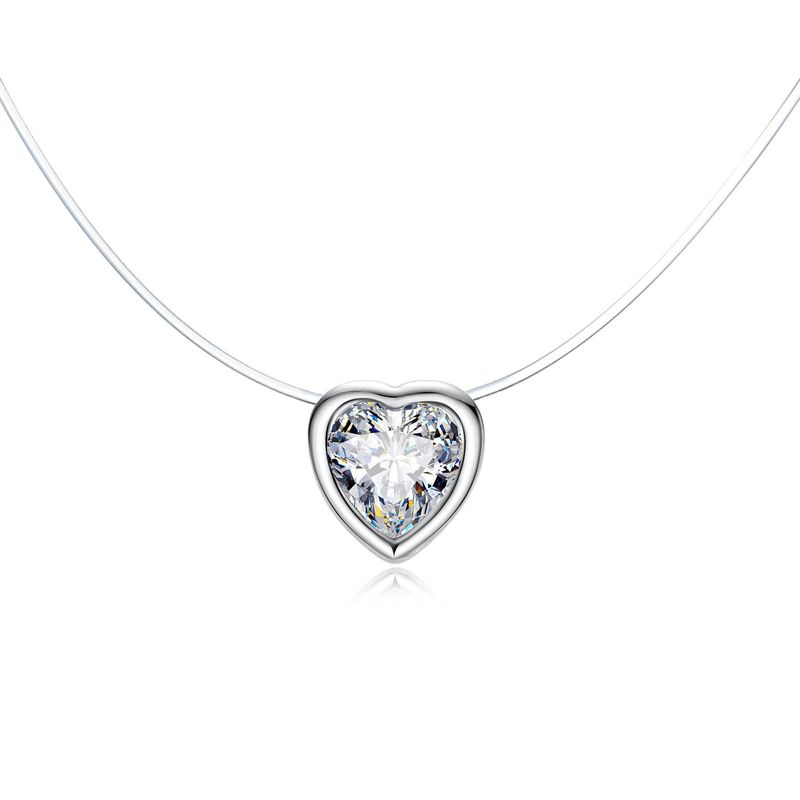 New Transparent Zircon Heart-shaped Necklace Nhgo142773