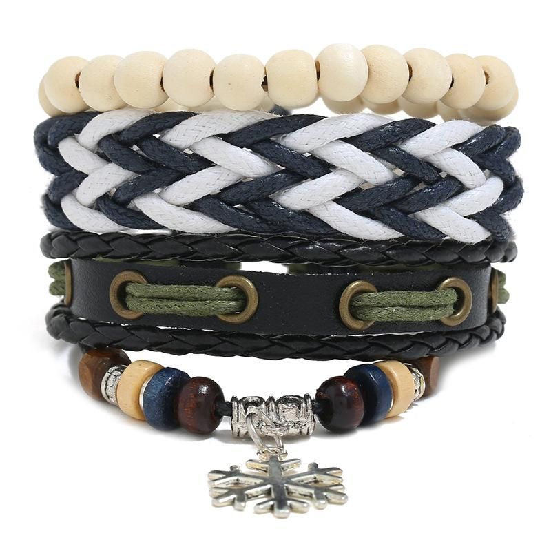 Punk New Style Schmuck Rindsleder Hanfseil Mehrere Hand Gewebte Herren Leder Armband Schmuck  Neue Produkte