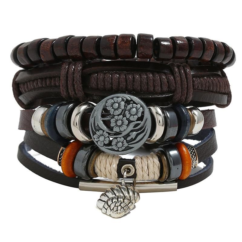 Hand-knitted Leather Bracelet Men Bracelet Nhpk142837