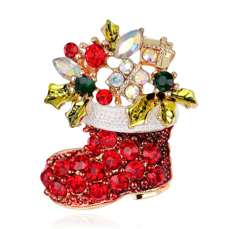 Fashion Rhinestones Christmas Boots Brooch Nhdr142885
