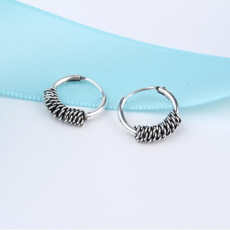 Simple Opening Ancient Alloy Round Earrings Nhgo142920