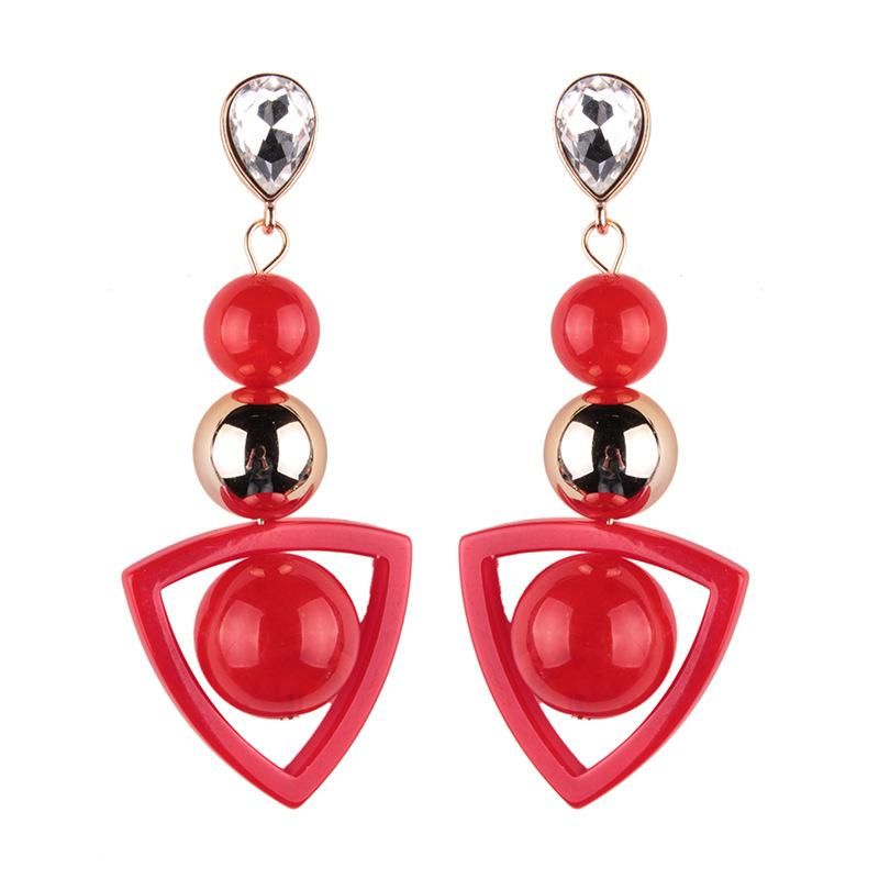 Europäische Und Amerikanische Mode Alternative Stil Temperament Geometrisches Umgekehrtes Dreieck Linie Runde Perlen Ohrringe Ohrringe Schmuck Großhandel