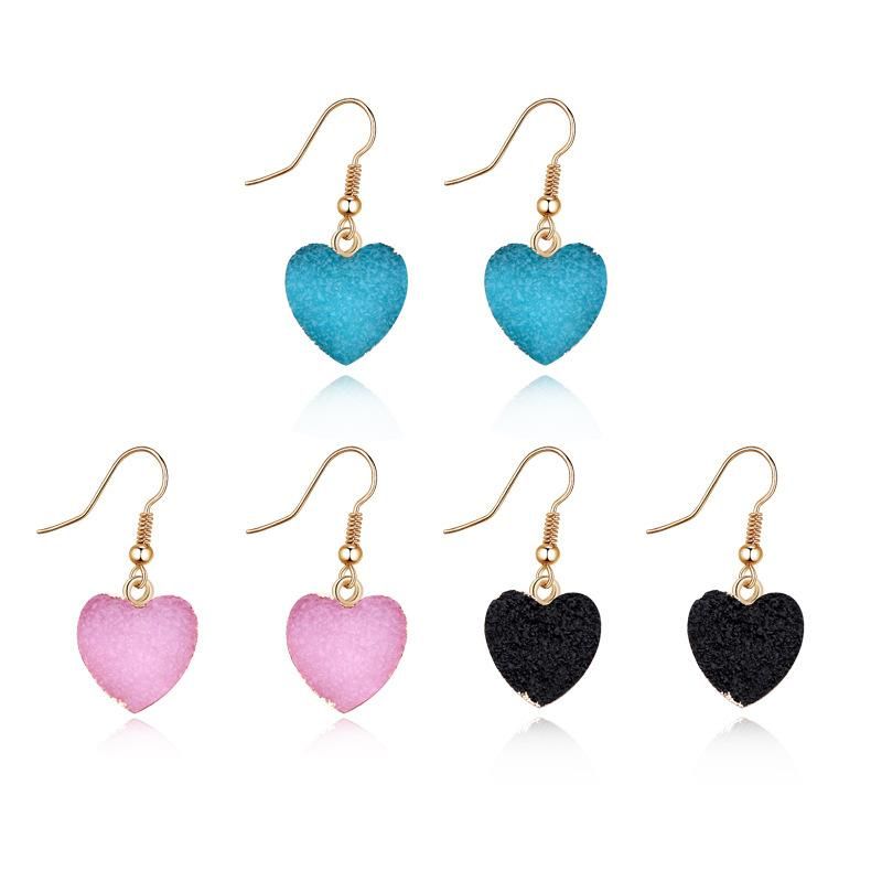 Simple Natural Stone Heart-shaped Resin Earrings Nhgo142958