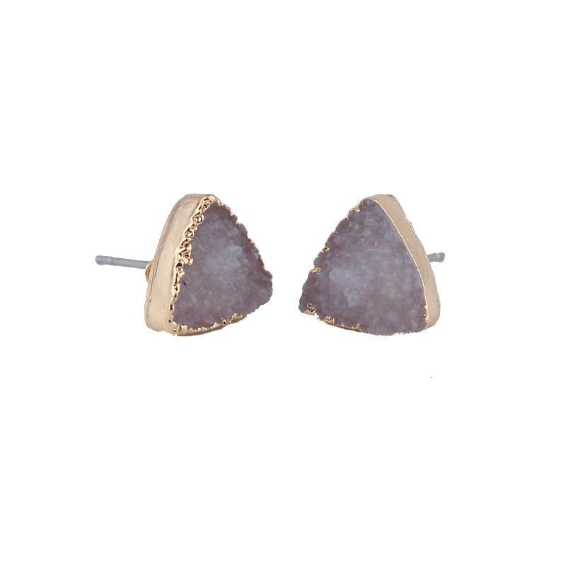 Shuo Europäische Und Amerikanische Grenz Überschreitende Accessoires Persönlichkeit Einfache Ohrringe Dreieckige Ohrringe Außenhandel Einzigartige Nachahmung Naturstein Ohrringe