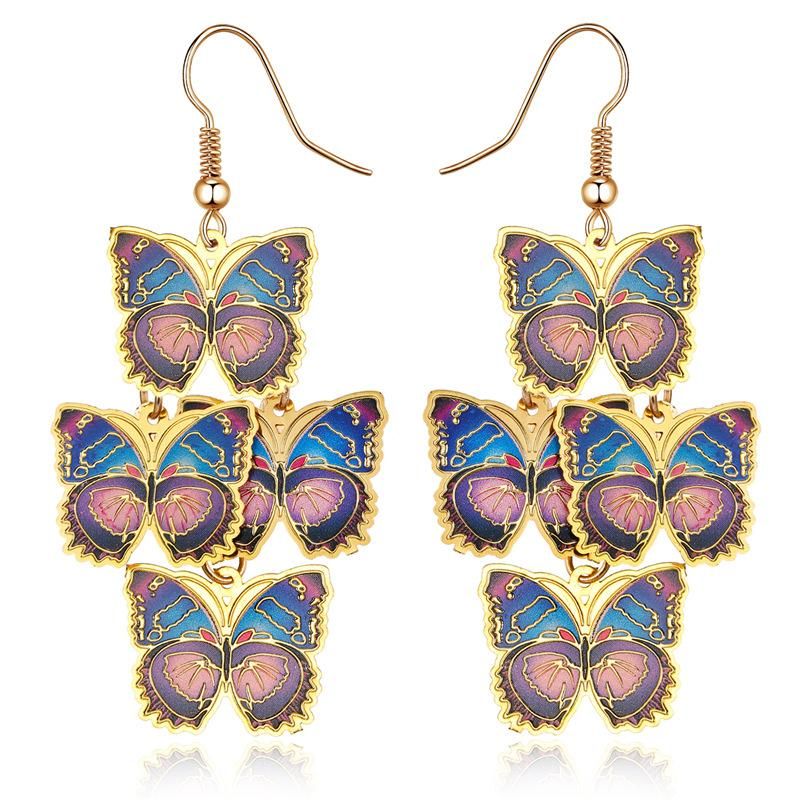 Retro Fashion Ethnic Style Butterfly Iron No Inlaid Earrings