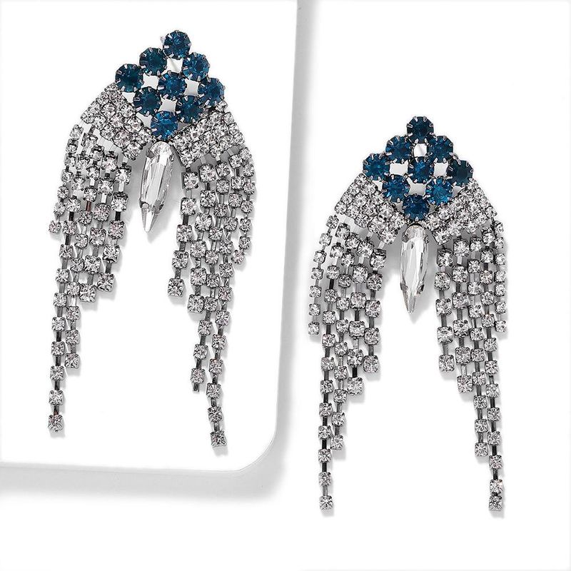 New Rhinestone-studded Long Tassel Earrings Nhjq143080