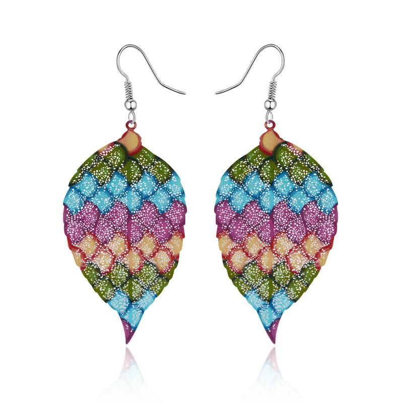 Stylish Geometric Colorful Aluminum Earrings Nhgo143151