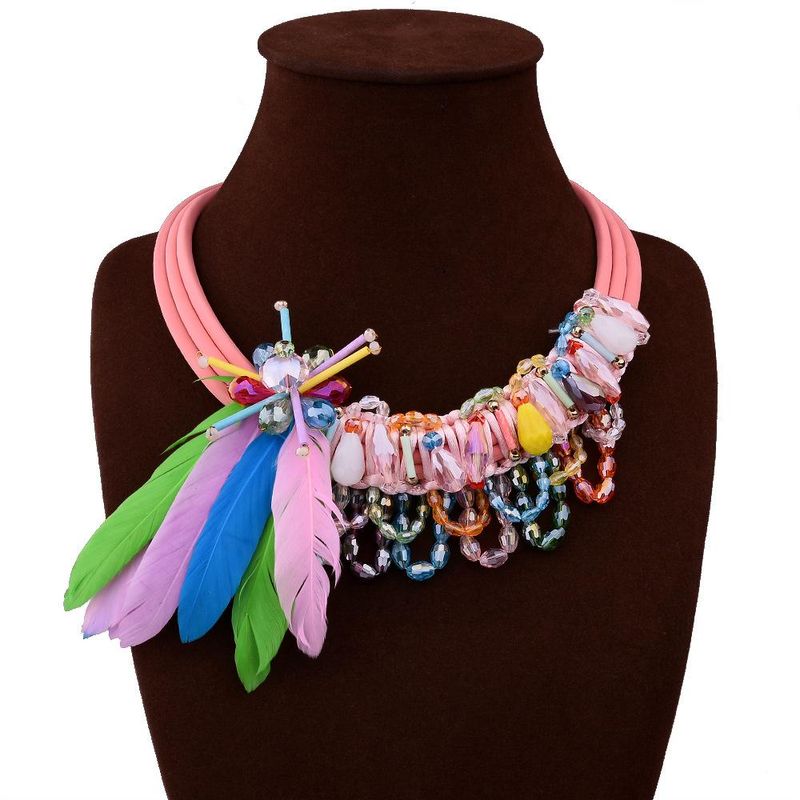 Fashion Hand-knitted Feather Tassel Necklace Nhva143479