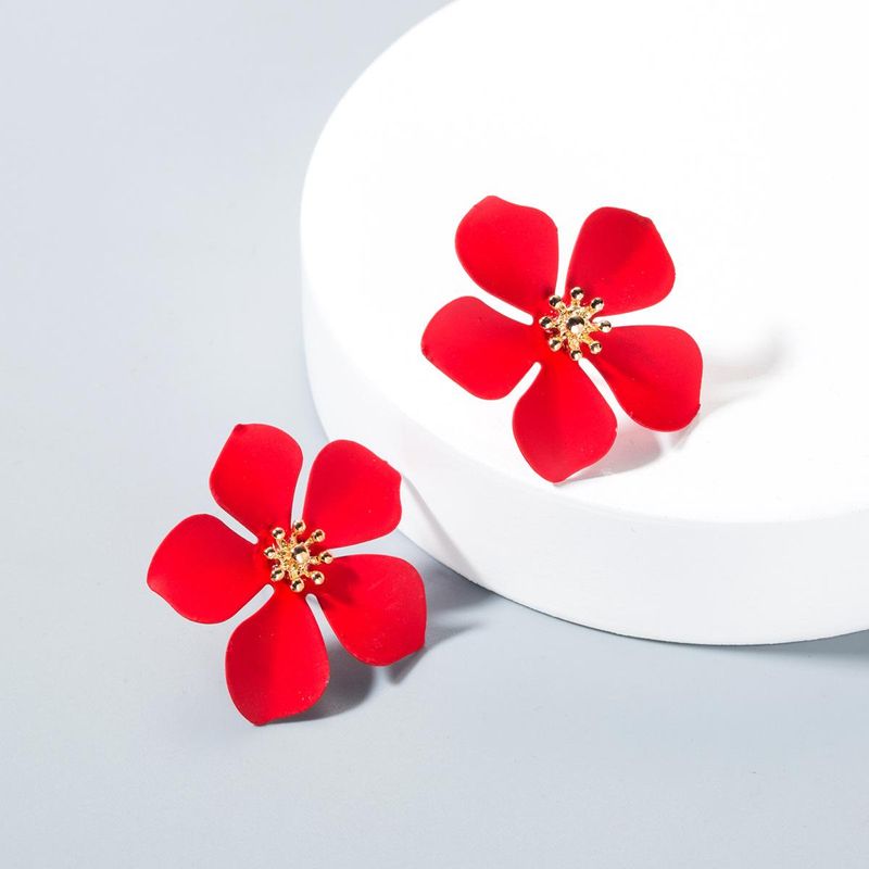 Fashion Paint Flower Alloy Stud Earrings Nhln143524