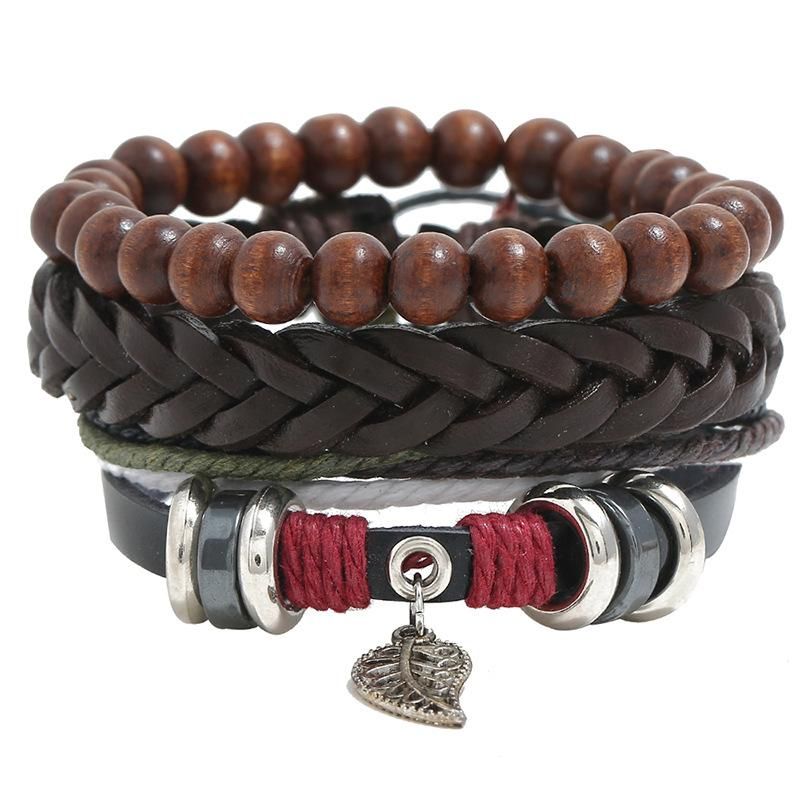 Cowhide Rope Multi-hand Woven Leather Bracelet Nhpk143755