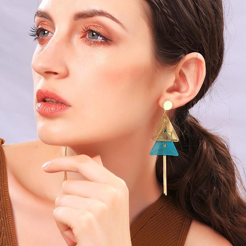 Womens Geometric Electroplated Copper Earrings Nhqd143893