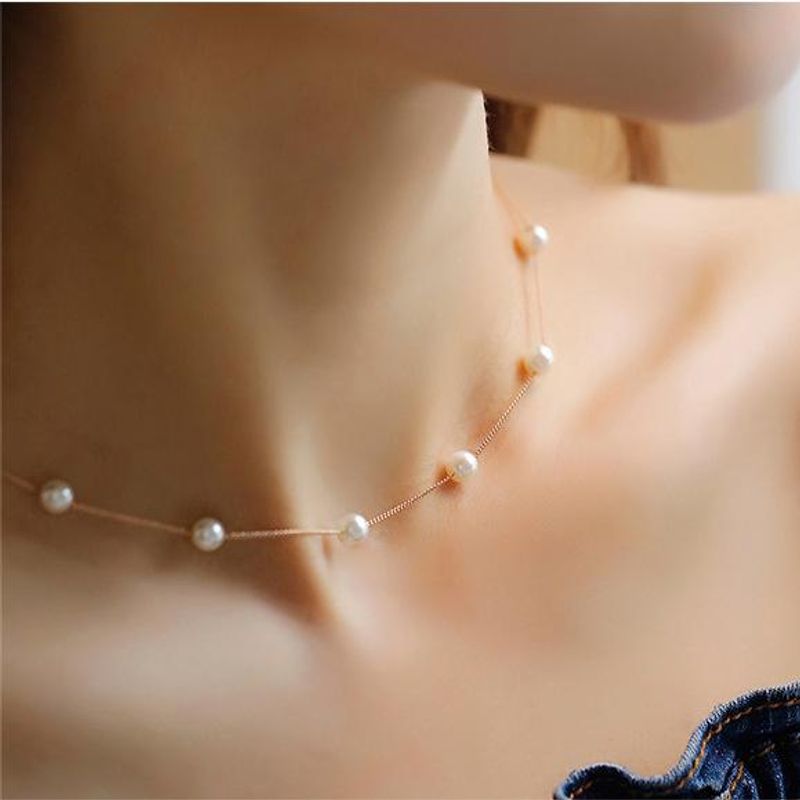 Japanische Und Koreanische Neue Kreative Einfache Perlenkette Mode Temperament Süße Schlüsselbein Kette 200969