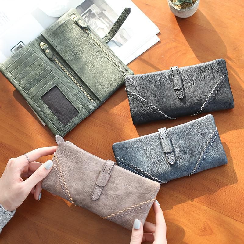 Mode Damen Brieftasche Koreanische Version Hohle Spitze Einfarbig Große Kapazität Lange Retro-absaug-multi-card-brieftasche