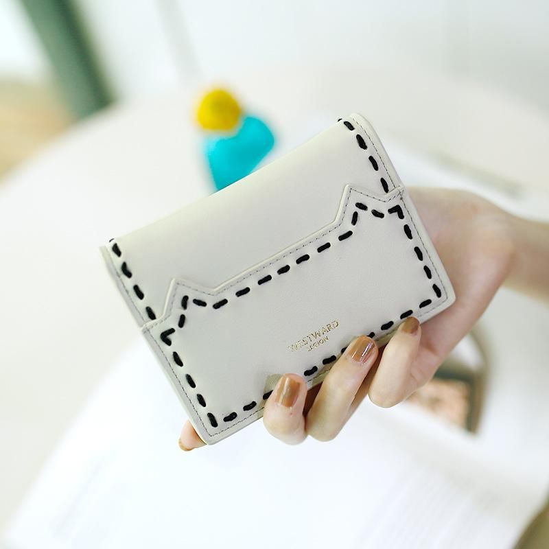 Simple Stitching Threaded Ultra-thin Two Fold Wallet Nhni144167