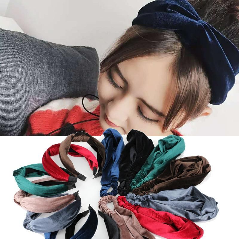 Koreanisches Einfaches Samt-haarband Gummiband Koreanisches All-match-geknotetes Stirnband Koreanisches Kreuz-stirnband Haarschmuck B120