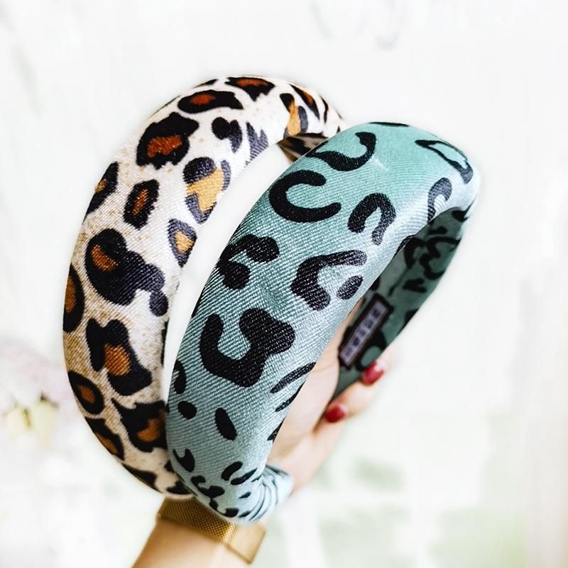 Hot Sale Schwamm Leoparden Muster Stirnband Kopf Knopf Ins Europäische Und Amerikanische Internet-prominente Mit Dem Gleichen Stil Kopfschmuck One-sale C560