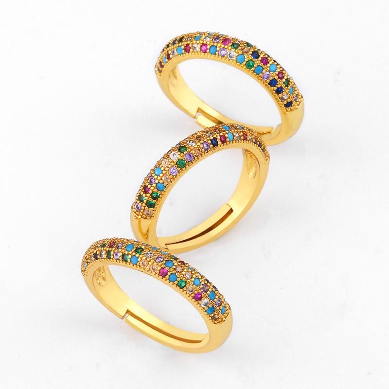 Fashion Copper Inlaid Zircon Rainbow Ring Nhas144837