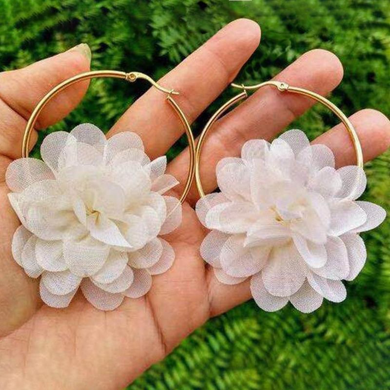 Pendientes De Botón De Flores Tridimensionales Simples De Moda Nhmd139231