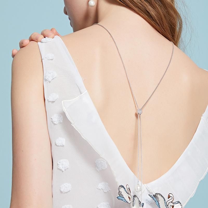 Koreanisches Temperament All-match Einfache Persönlichkeit Halskette Netto-promi Sen Serie Kalte Wind Pullover Kette Weibliche Lange Imitation Perlen Anhänger