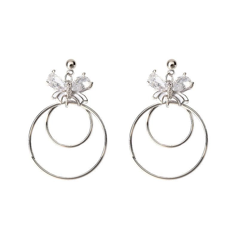 Sleek Minimalist Bow Circle Earrings Nhll144908