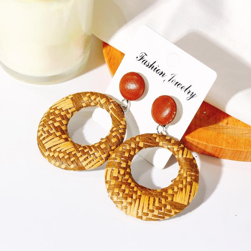 Simple Openwork Woven Circle Earrings Nhdp145118