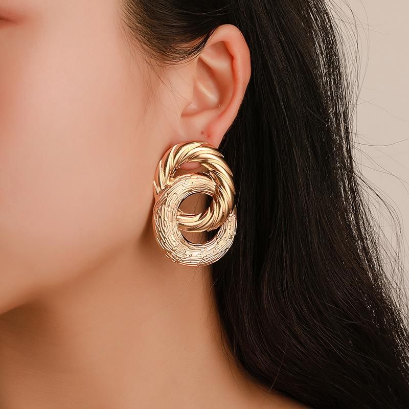 New Circle Twisted Alloy Earrings Nhdp145136