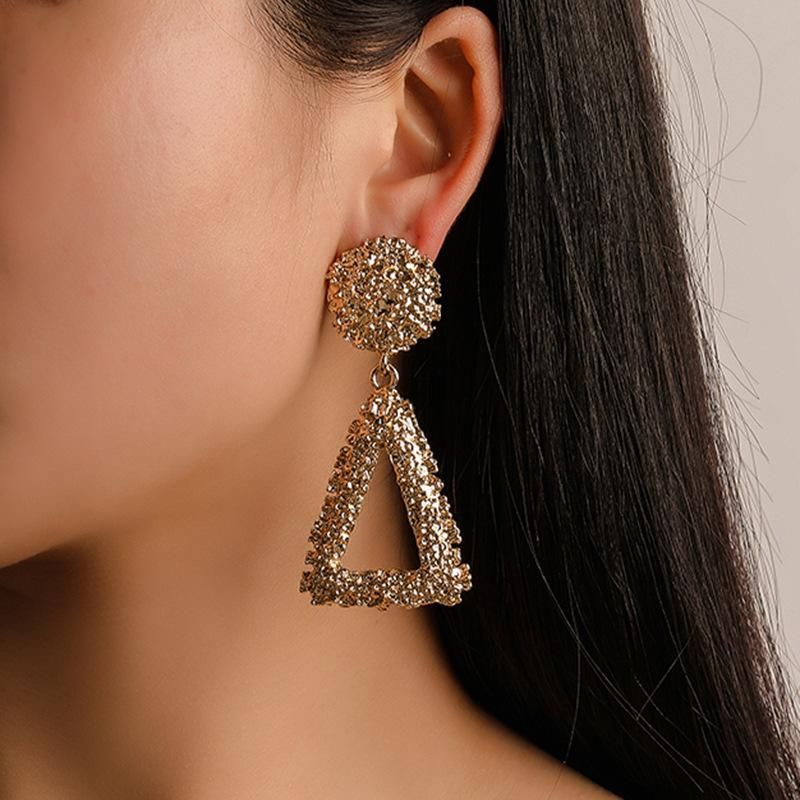 Fashion Openwork Frosted Triangle Earrings Nhdp145141