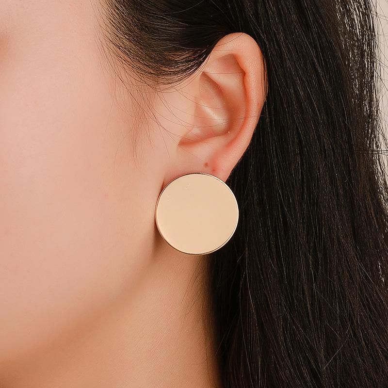 Style Simple Rond Placage Alliage Pas D'incrustation Des Boucles D'oreilles Boucles D'oreilles