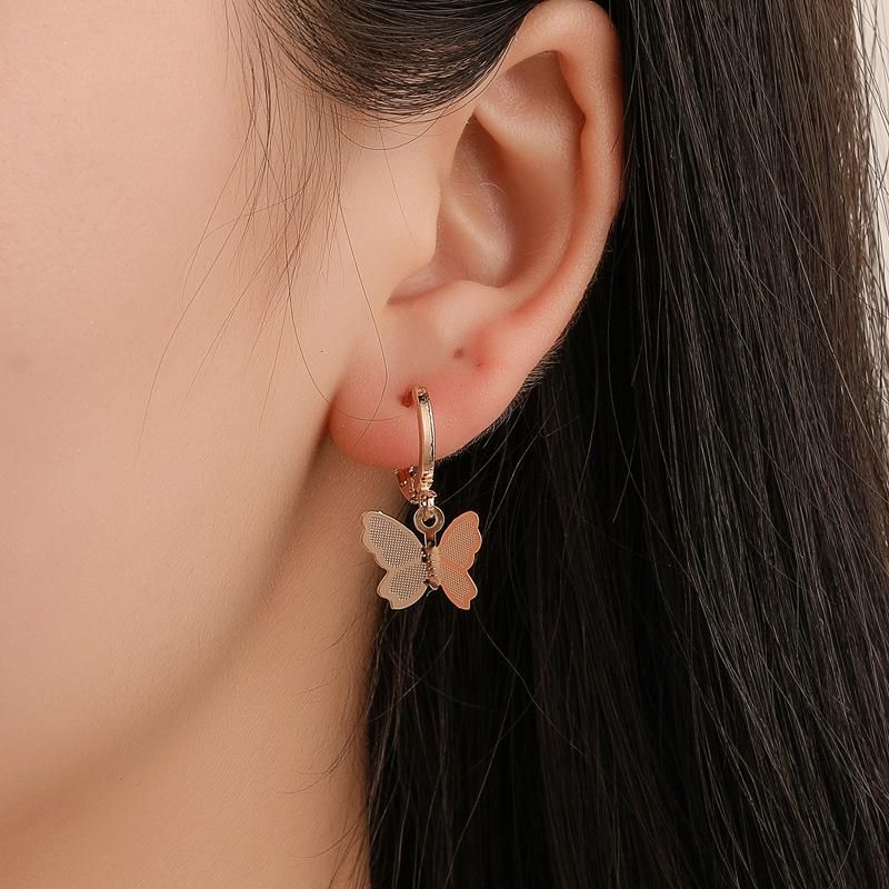 Sweet Frosted Butterfly Metal Earrings Nhdp145216