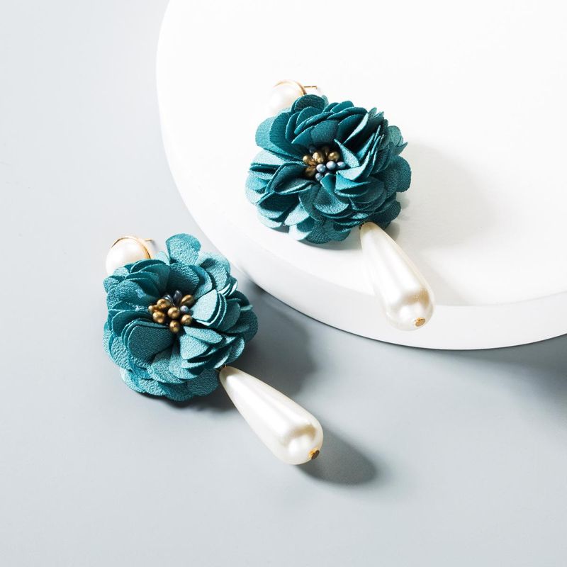 Fashion Simple Cloth Flower Beads Earrings Nhln145226