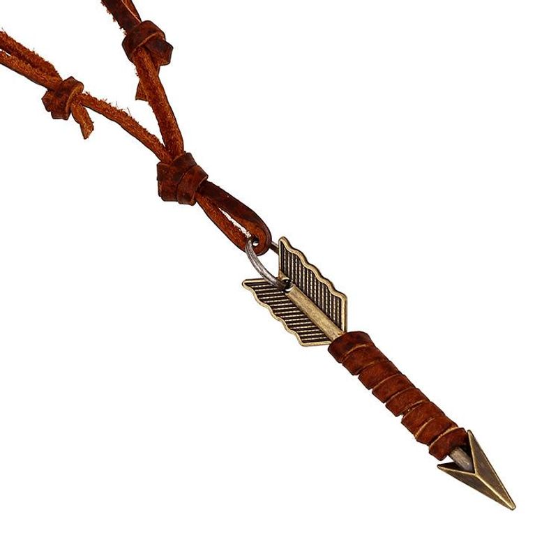 An Arrow Wearing A Vintage Top Layer Cowhide Necklace Nhpk145673