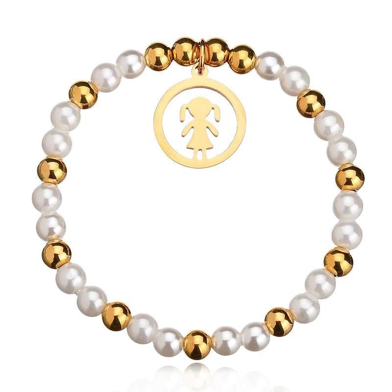 Simple Beads Girl Shape Titanium Steel Bracelet Nhhf145703