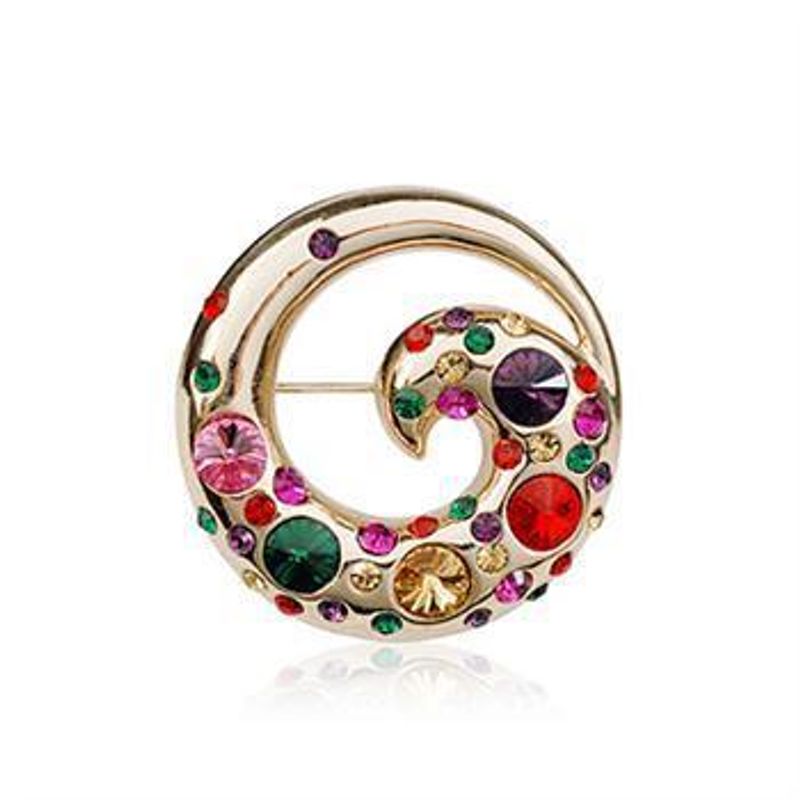 Delicate Round Phoenix Color Imitated Crystal Brooch Nhlj145757