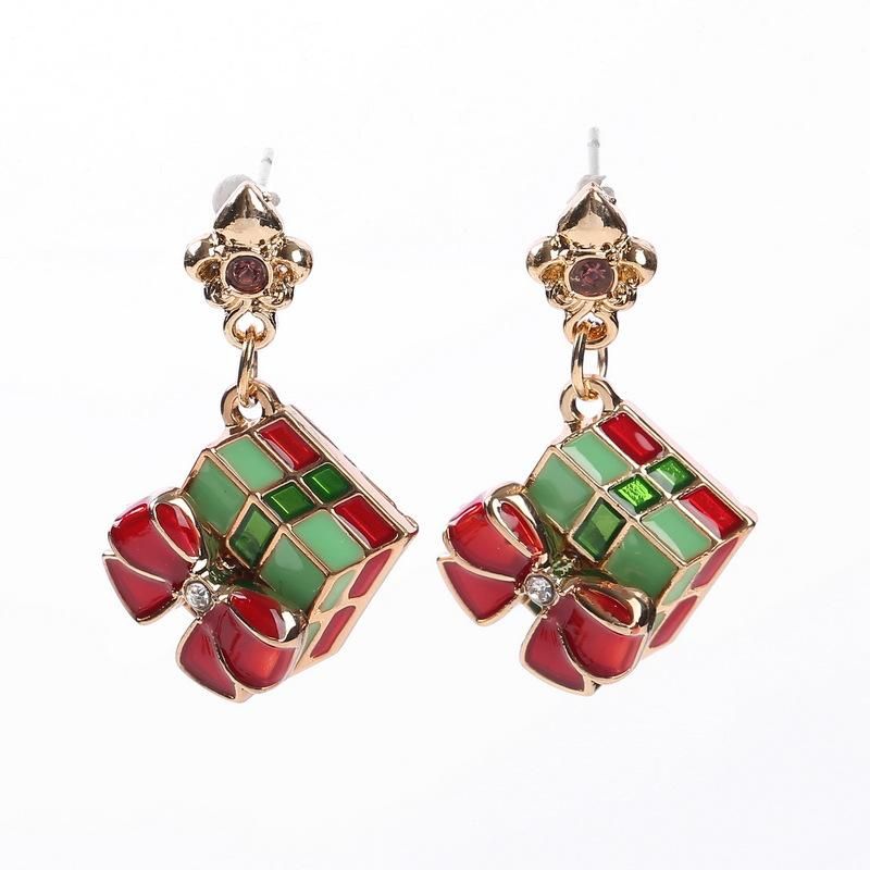 Creative Christmas Gift Box Earrings Nhhn145784
